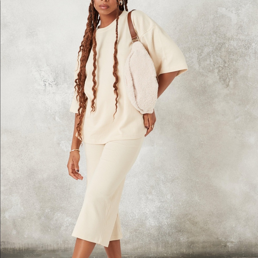 stone rib t shirt and culottes co ord set